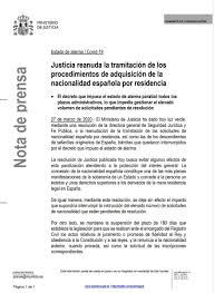 ministerio de justicia nacionalidad por residencia