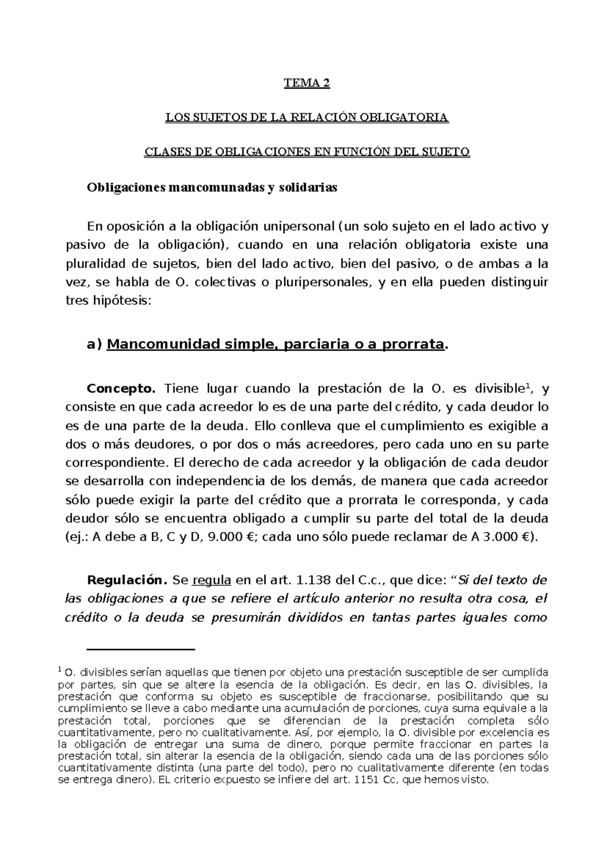 obligaciones mancomunadas