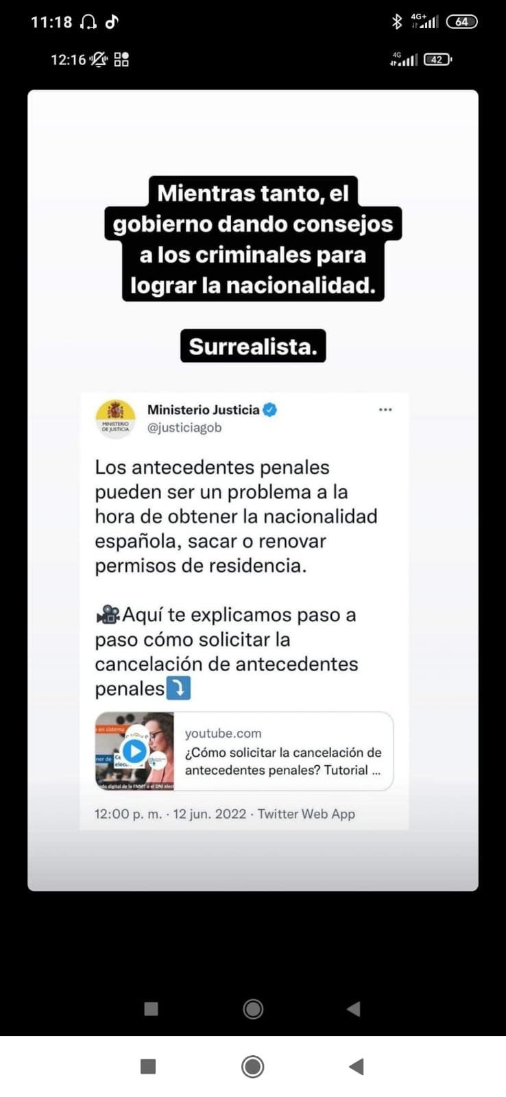 ministerio de justicia cancelacion de antecedentes penales