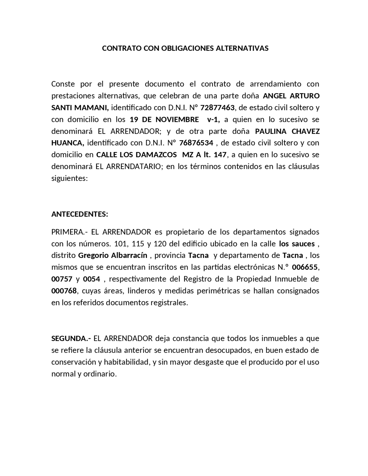 obligaciones alternativas