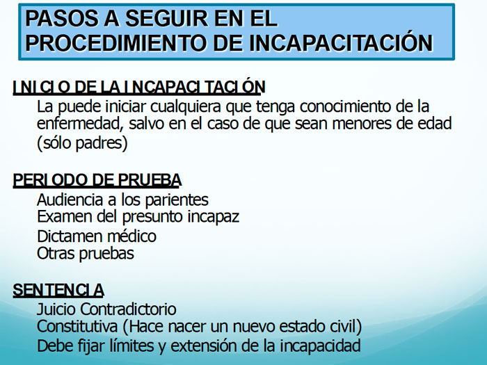 procedimiento de incapacitación